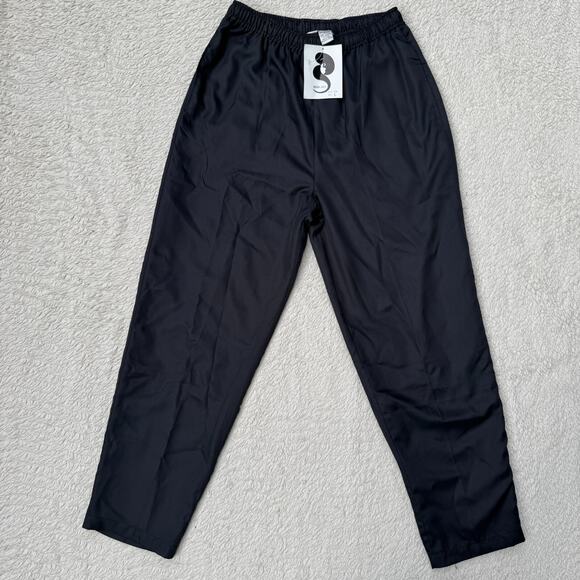 VTG Euro Joy Women Silk Blend Pants L NWT Paris Milano Pull On Dark Gray Tapered - Picture 1 of 7